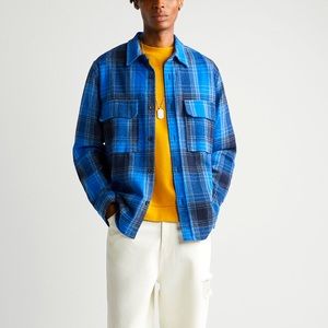 Zara flannel check over shirt -cotton blend Blue